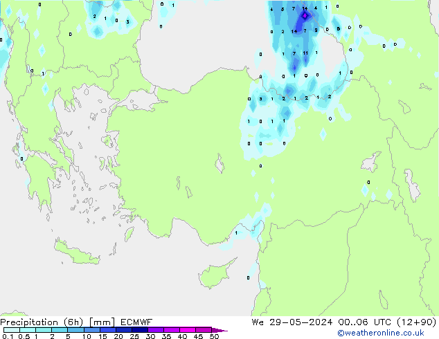 Precipitação (6h) ECMWF Qua 29.05.2024 06 UTC