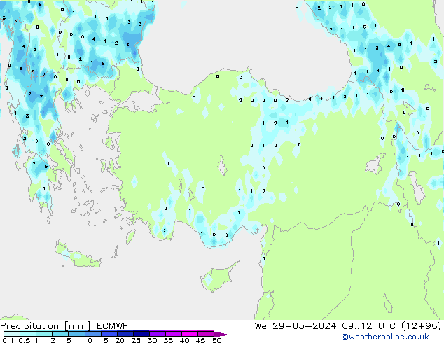 Precipitation ECMWF We 29.05.2024 12 UTC