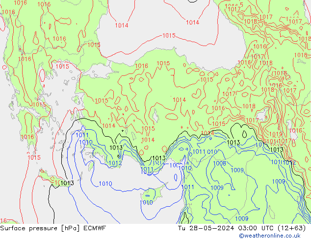 Presión superficial ECMWF mar 28.05.2024 03 UTC