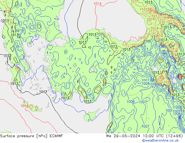 Luchtdruk (Grond) ECMWF wo 29.05.2024 12 UTC