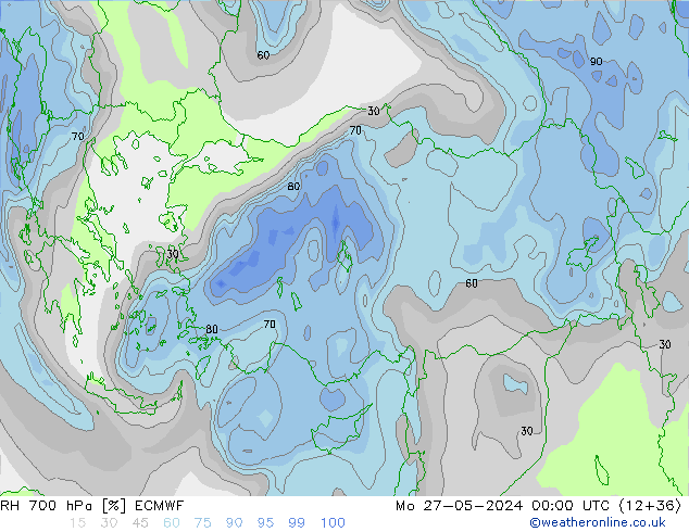 700 hPa Nispi Nem ECMWF Pzt 27.05.2024 00 UTC