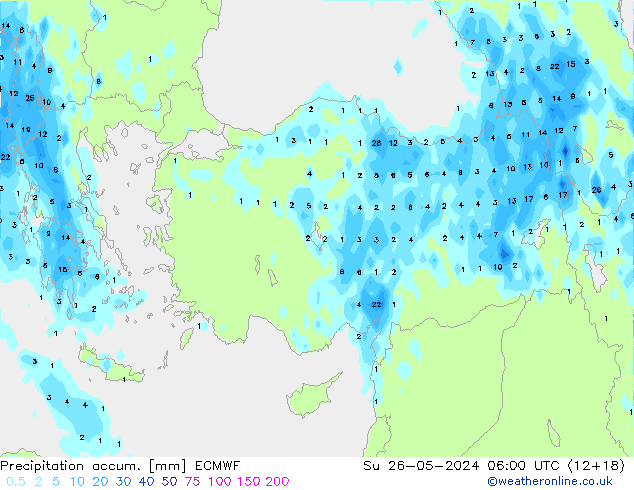 Precipitación acum. ECMWF dom 26.05.2024 06 UTC