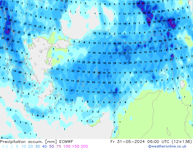 Precipitation accum. ECMWF pt. 31.05.2024 06 UTC