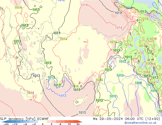 SLP tendency ECMWF We 29.05.2024 06 UTC