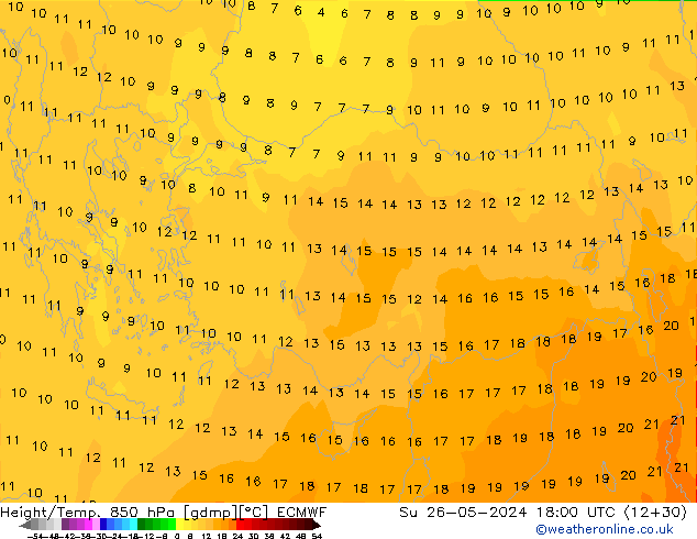 Height/Temp. 850 hPa ECMWF  26.05.2024 18 UTC