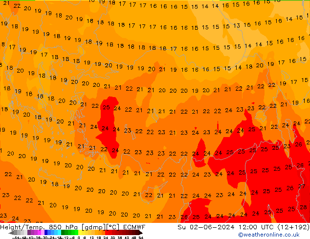 Z500/Rain (+SLP)/Z850 ECMWF nie. 02.06.2024 12 UTC