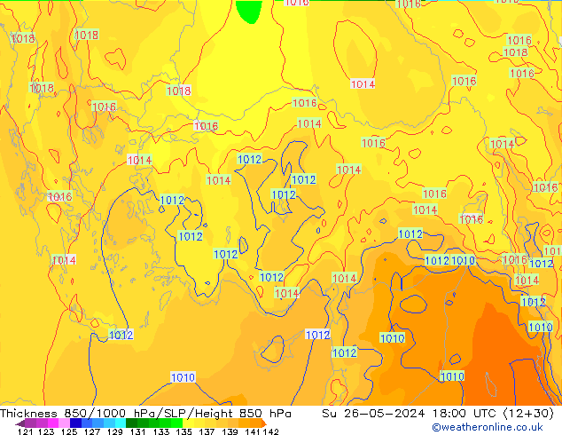 Thck 850-1000 hPa ECMWF dim 26.05.2024 18 UTC