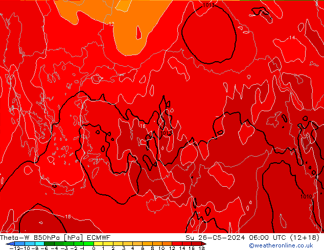 Theta-W 850hPa ECMWF dom 26.05.2024 06 UTC