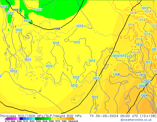 Thck 500-1000hPa ECMWF Čt 30.05.2024 00 UTC