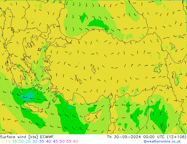 Surface wind ECMWF Th 30.05.2024 00 UTC