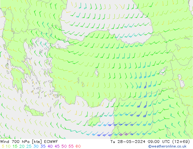 Vent 700 hPa ECMWF mar 28.05.2024 09 UTC