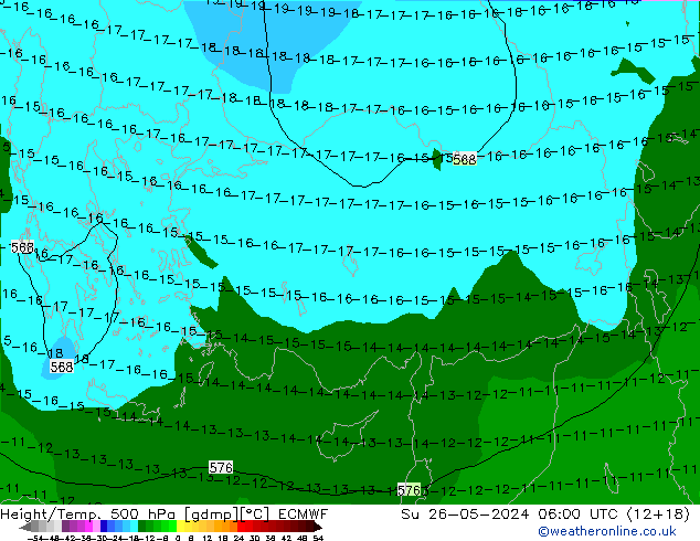 Geop./Temp. 500 hPa ECMWF dom 26.05.2024 06 UTC