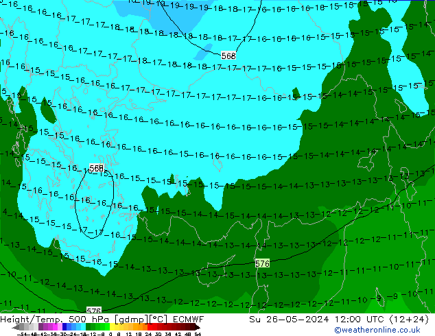 Z500/Regen(+SLP)/Z850 ECMWF zo 26.05.2024 12 UTC