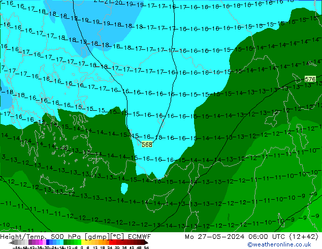 Géop./Temp. 500 hPa ECMWF lun 27.05.2024 06 UTC