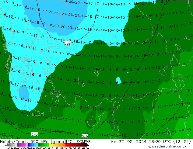 Z500/Rain (+SLP)/Z850 ECMWF  27.05.2024 18 UTC