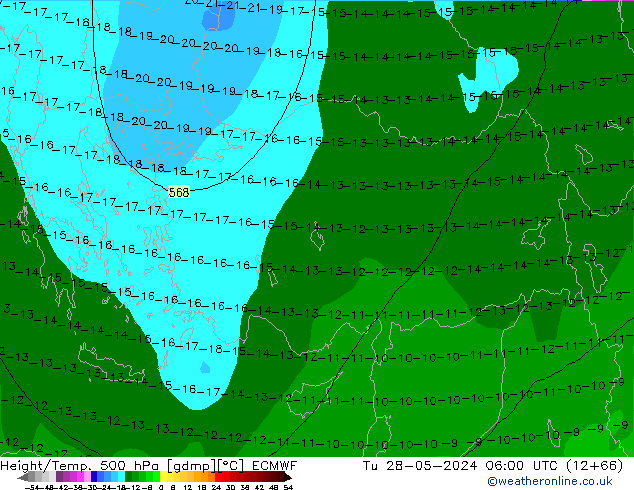 Z500/Regen(+SLP)/Z850 ECMWF di 28.05.2024 06 UTC