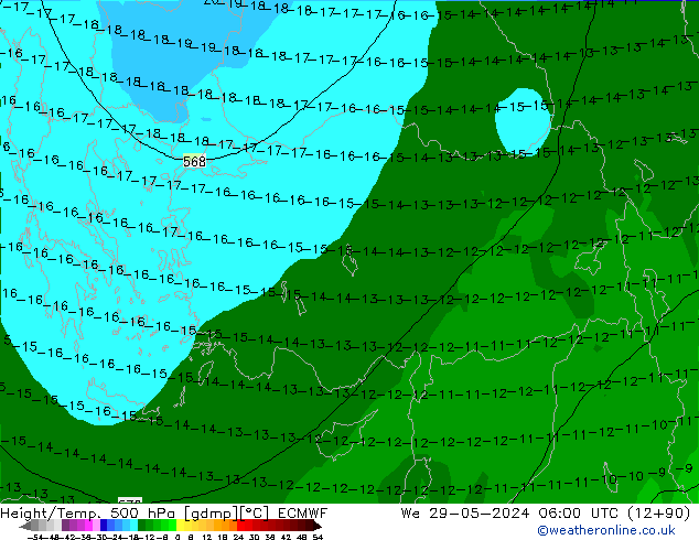 Z500/Rain (+SLP)/Z850 ECMWF St 29.05.2024 06 UTC