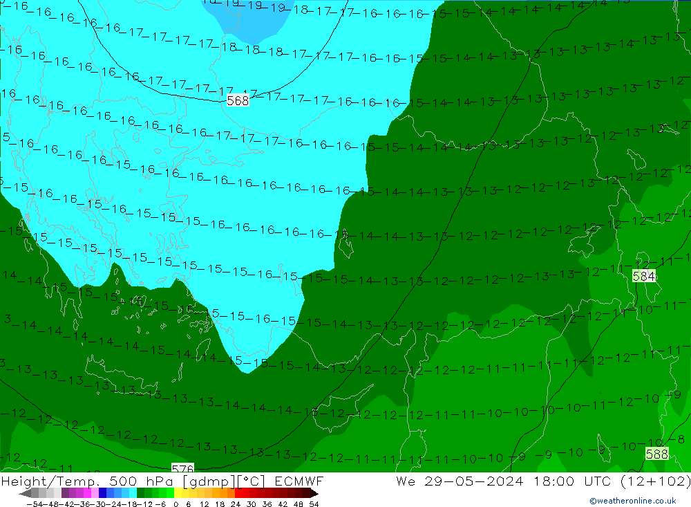 Z500/Rain (+SLP)/Z850 ECMWF We 29.05.2024 18 UTC