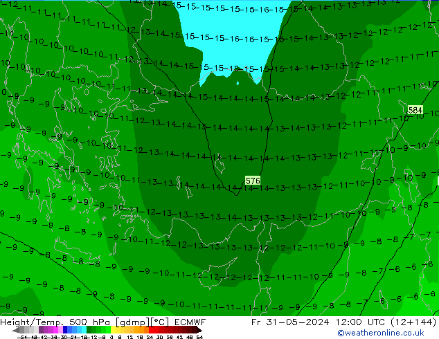 Z500/Rain (+SLP)/Z850 ECMWF Fr 31.05.2024 12 UTC