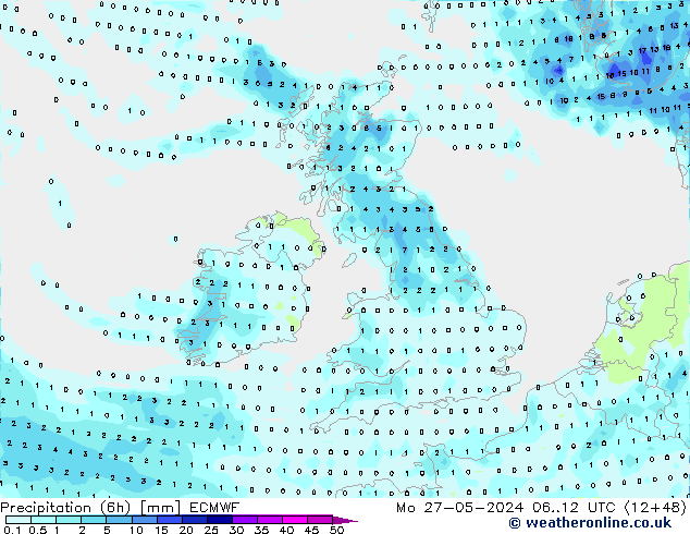 Z500/Yağmur (+YB)/Z850 ECMWF Pzt 27.05.2024 12 UTC