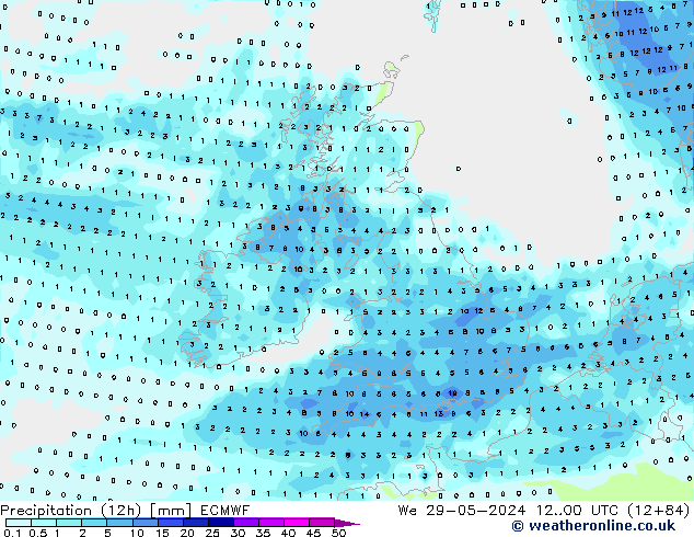 осадки (12h) ECMWF ср 29.05.2024 00 UTC