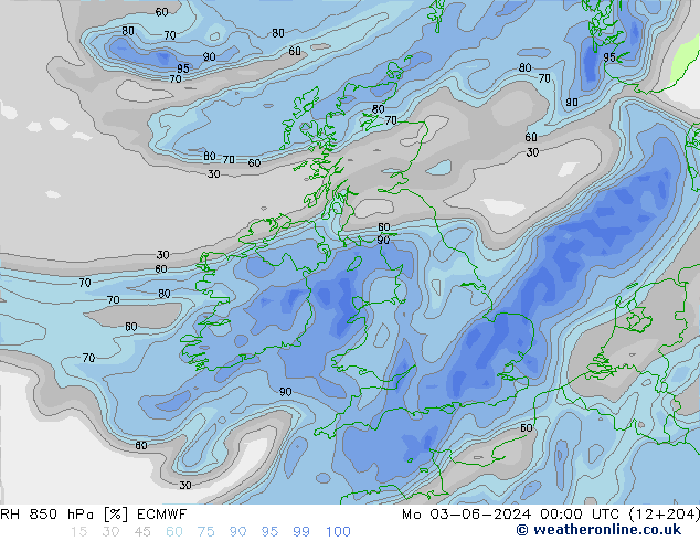 RH 850 hPa ECMWF Mo 03.06.2024 00 UTC