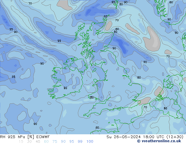 RH 925 hPa ECMWF Su 26.05.2024 18 UTC