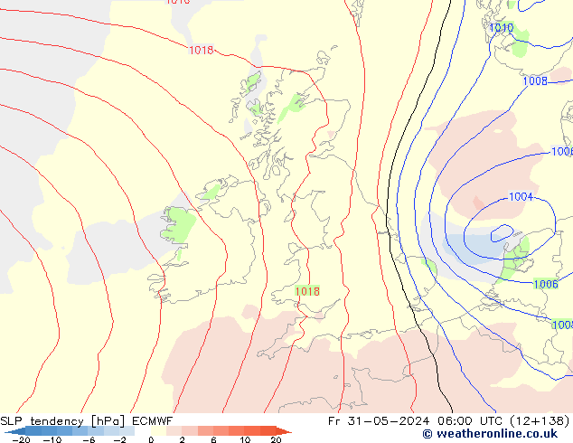 Drucktendenz ECMWF Fr 31.05.2024 06 UTC