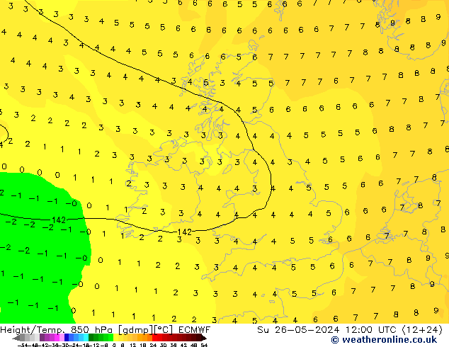 Z500/Rain (+SLP)/Z850 ECMWF So 26.05.2024 12 UTC