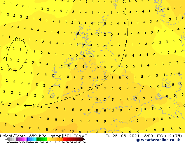 Z500/Rain (+SLP)/Z850 ECMWF Tu 28.05.2024 18 UTC