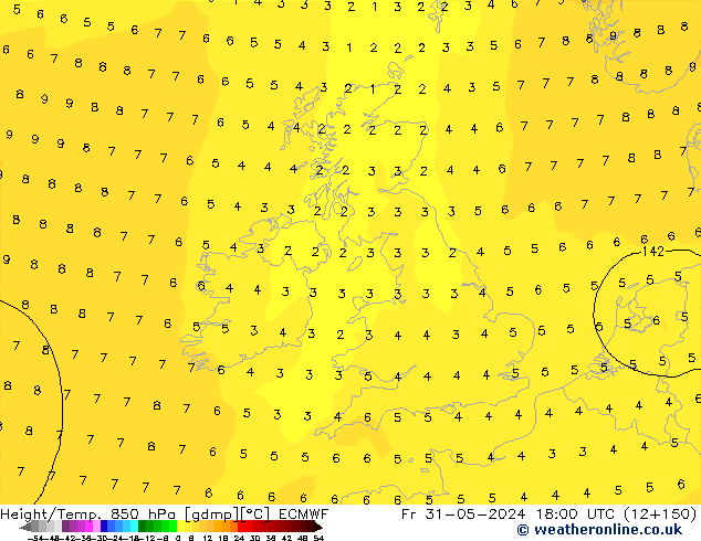 Z500/Rain (+SLP)/Z850 ECMWF vie 31.05.2024 18 UTC