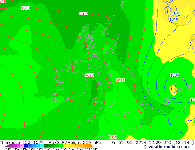 Schichtdicke 850-1000 hPa ECMWF Fr 31.05.2024 12 UTC