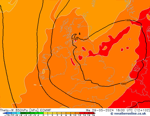 Theta-W 850hPa ECMWF We 29.05.2024 18 UTC