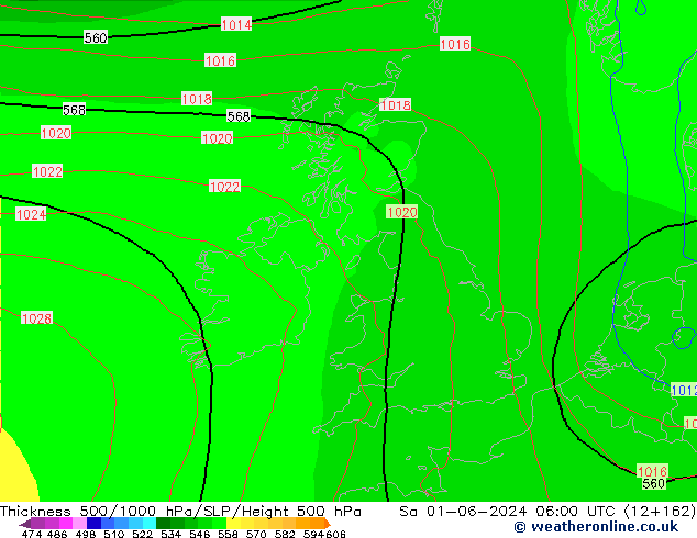 Thck 500-1000hPa ECMWF sab 01.06.2024 06 UTC