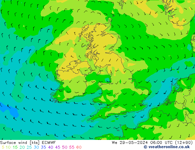 Wind 10 m ECMWF wo 29.05.2024 06 UTC