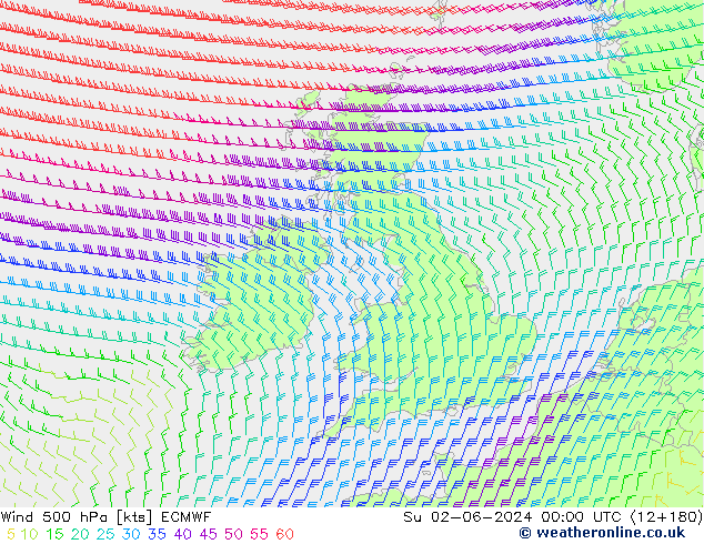Wind 500 hPa ECMWF zo 02.06.2024 00 UTC