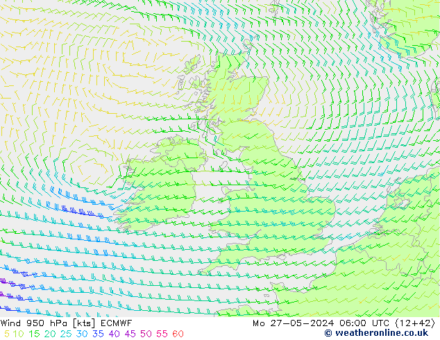 Wind 950 hPa ECMWF Mo 27.05.2024 06 UTC