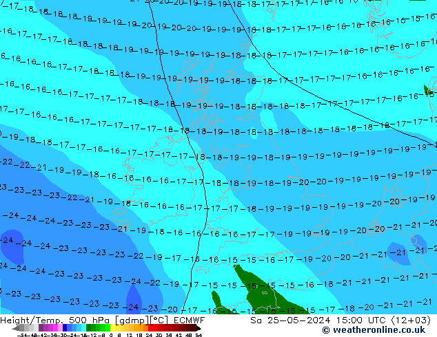 Height/Temp. 500 гПа ECMWF сб 25.05.2024 15 UTC