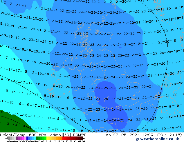 Z500/Rain (+SLP)/Z850 ECMWF lun 27.05.2024 12 UTC