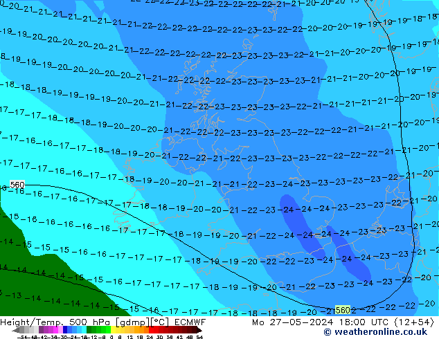 Z500/Rain (+SLP)/Z850 ECMWF Mo 27.05.2024 18 UTC