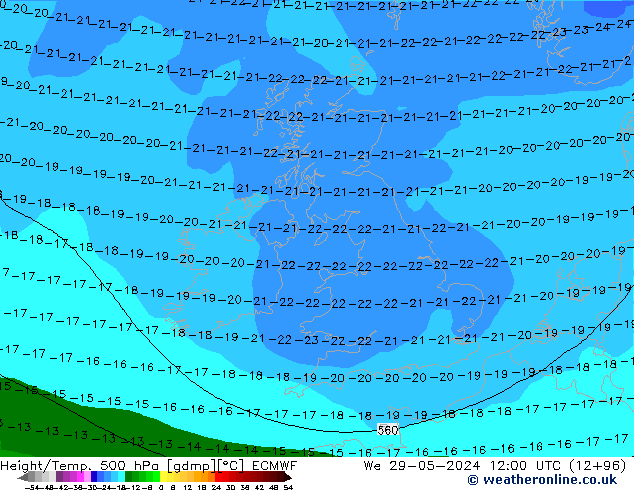 Z500/Rain (+SLP)/Z850 ECMWF We 29.05.2024 12 UTC