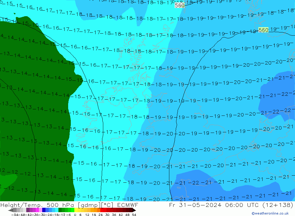 Z500/Rain (+SLP)/Z850 ECMWF ven 31.05.2024 06 UTC