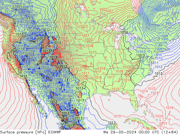 Pressione al suolo ECMWF mer 29.05.2024 00 UTC