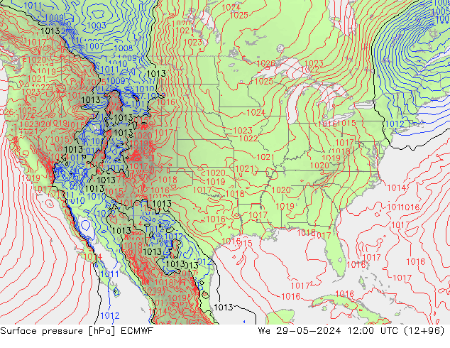 ciśnienie ECMWF śro. 29.05.2024 12 UTC