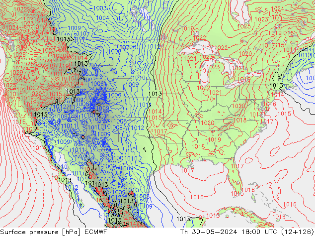 Luchtdruk (Grond) ECMWF do 30.05.2024 18 UTC