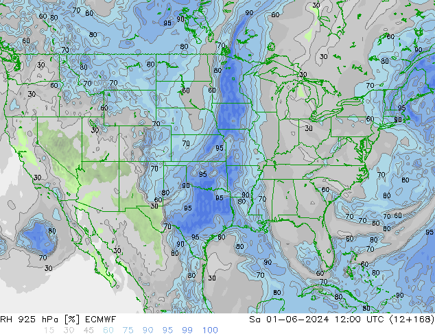 RH 925 hPa ECMWF so. 01.06.2024 12 UTC