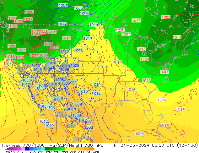 700-1000 hPa Kalınlığı ECMWF Cu 31.05.2024 06 UTC