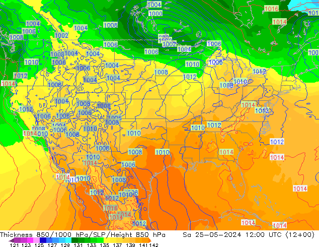 Thck 850-1000 hPa ECMWF Sa 25.05.2024 12 UTC