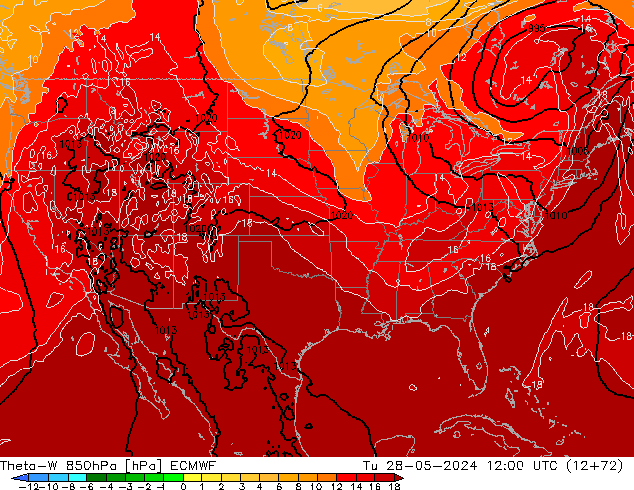 Theta-W 850hPa ECMWF  28.05.2024 12 UTC