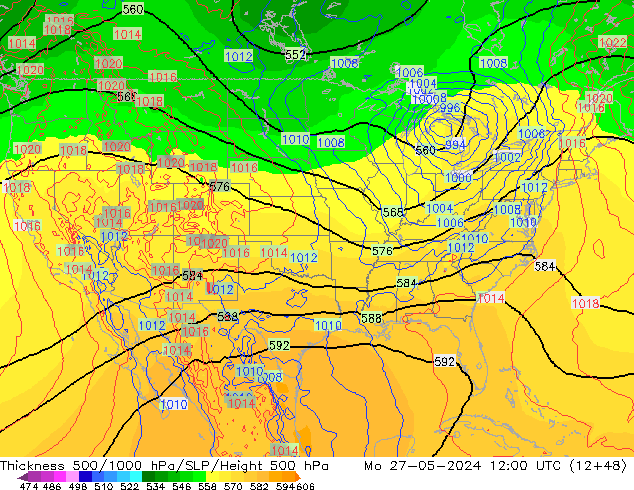 Dikte 500-1000hPa ECMWF ma 27.05.2024 12 UTC